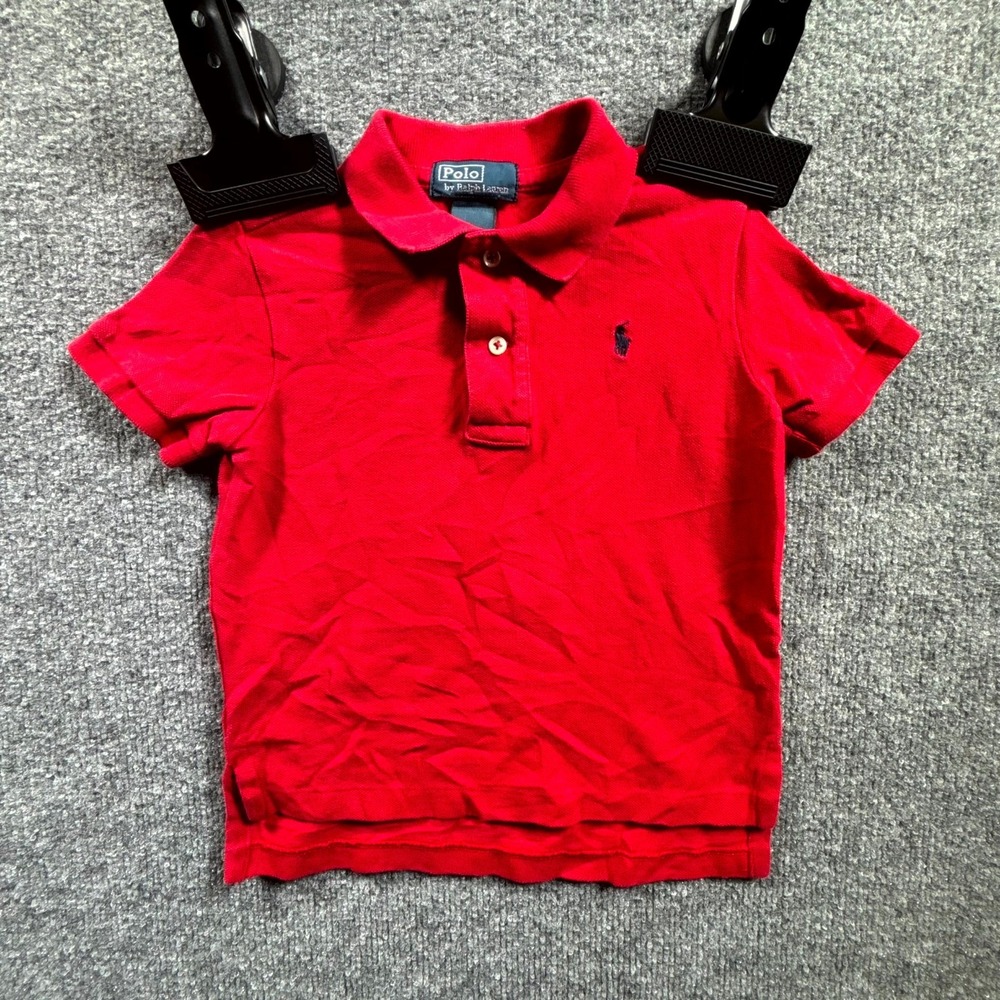 Polo Ralph Lauren Boys 2/2T Red Knit Cotton Pony Logo Golf Shirt Short Sleeve